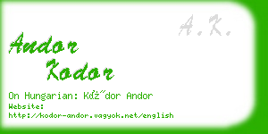 andor kodor business card